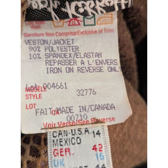 Joseph Ribkoff 14 Brown Snakeskin Print Full Zip Jacket Blazer - Picture 4 of 6